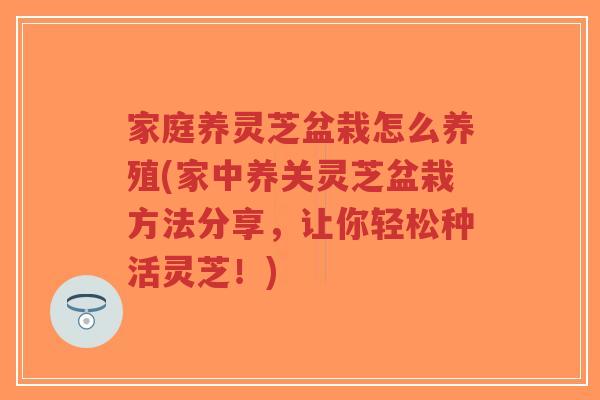 家庭养灵芝盆栽怎么养殖(家中养关灵芝盆栽方法分享,让你轻松种活灵芝!)-第1张图片-超越 家庭养灵芝盆栽怎么养殖(家中养关灵芝盆栽方法分享,让你轻松种活灵芝!)-第1张图片-超越