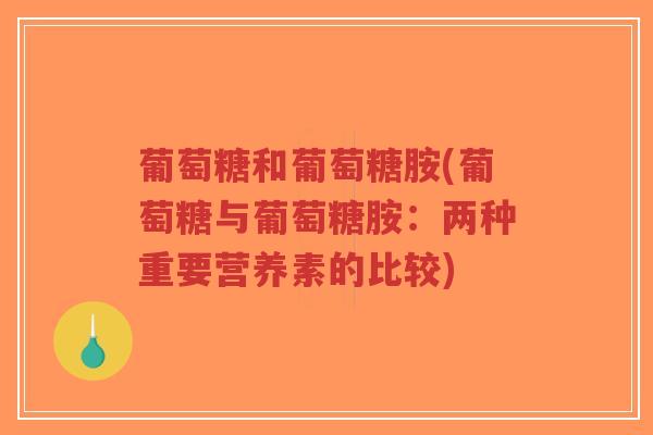葡萄糖和葡萄糖胺(葡萄糖与葡萄糖胺:两种重要营养素的比较)-第1张图片-超越 葡萄糖和葡萄糖胺(葡萄糖与葡萄糖胺:两种重要营养素的比较)-第1张图片-超越