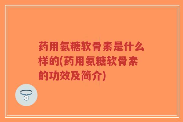 药用氨糖软骨素是什么样的(药用氨糖软骨素的功效及简介)-第1张图片-超越 药用氨糖软骨素是什么样的(药用氨糖软骨素的功效及简介)-第1张图片-超越
