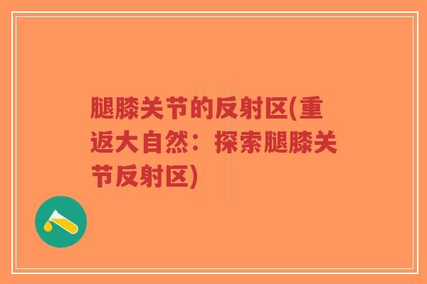 腿膝关节的反射区(重返大自然:探索腿膝关节反射区)-第1张图片-超越 腿膝关节的反射区(重返大自然:探索腿膝关节反射区)-第1张图片-超越