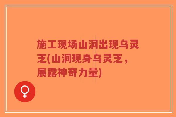 施工现场山洞出现乌灵芝(山洞现身乌灵芝，展露神奇力量)-第1张图片-超越