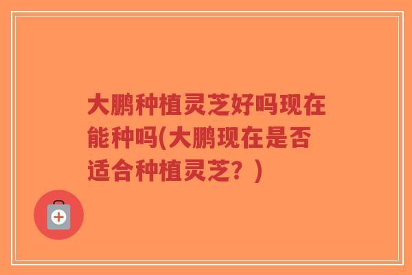 大鹏种植灵芝好吗现在能种吗(大鹏现在是否适合种植灵芝?)-第1张图片-超越 大鹏种植灵芝好吗现在能种吗(大鹏现在是否适合种植灵芝?)-第1张图片-超越
