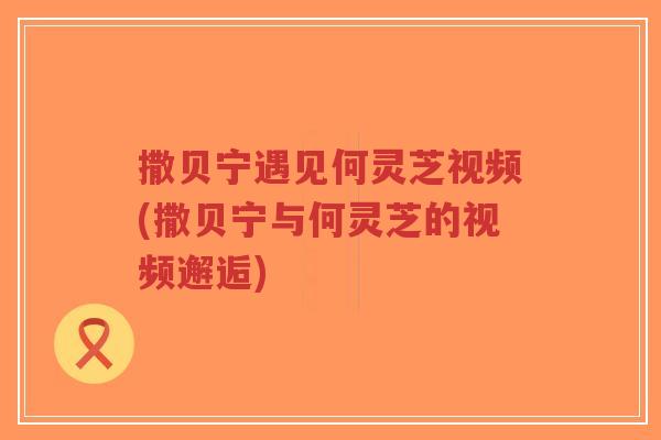 撒贝宁遇见何灵芝视频(撒贝宁与何灵芝的视频邂逅)-第1张图片-超越
