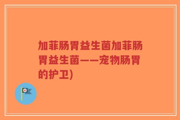 加菲肠胃益生菌加菲肠胃益生菌——宠物肠胃的护卫)-第1张图片-超越