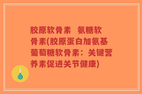 胶原软骨素 氨糖软骨素(胶原蛋白加氨基葡萄糖软骨素:关键营养素促进关节健康)-第1张图片-超越 胶原软骨素 氨糖软骨素(胶原蛋白加氨基葡萄糖软骨素:关键营养素促进关节健康)-第1张图片-超越