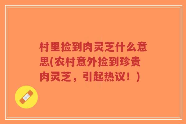 村里捡到肉灵芝什么意思(农村意外捡到珍贵肉灵芝,引起热议!)-第1张图片-超越 村里捡到肉灵芝什么意思(农村意外捡到珍贵肉灵芝,引起热议!)-第1张图片-超越