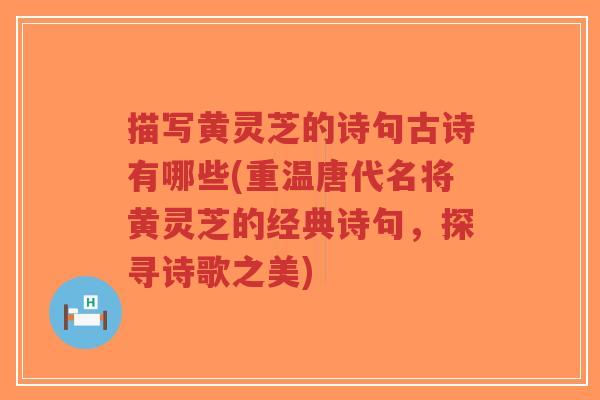 描写黄灵芝的诗句古诗有哪些(重温唐代名将黄灵芝的经典诗句，探寻诗歌之美)-第1张图片-超越