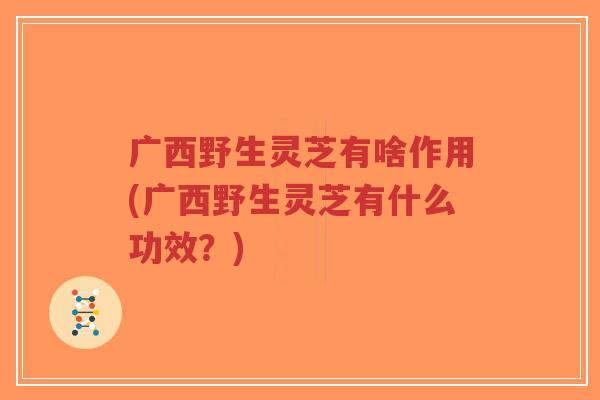 广西野生灵芝有啥作用(广西野生灵芝有什么功效？)-第1张图片-超越