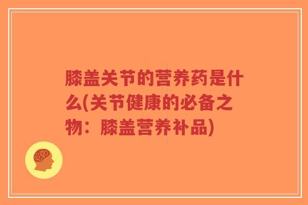 膝盖关节的营养药是什么(关节健康的必备之物:膝盖营养补品)-第1张图片-超越 膝盖关节的营养药是什么(关节健康的必备之物:膝盖营养补品)-第1张图片-超越