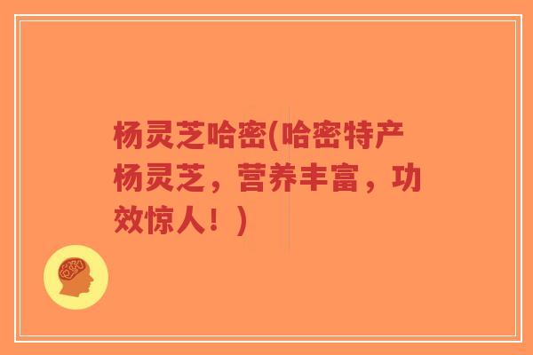杨灵芝哈密(哈密特产杨灵芝,营养丰富,功效惊人!)-第1张图片-超越 杨灵芝哈密(哈密特产杨灵芝,营养丰富,功效惊人!)-第1张图片-超越