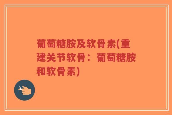 葡萄糖胺及软骨素(重建关节软骨:葡萄糖胺和软骨素)-第1张图片-超越 葡萄糖胺及软骨素(重建关节软骨:葡萄糖胺和软骨素)-第1张图片-超越