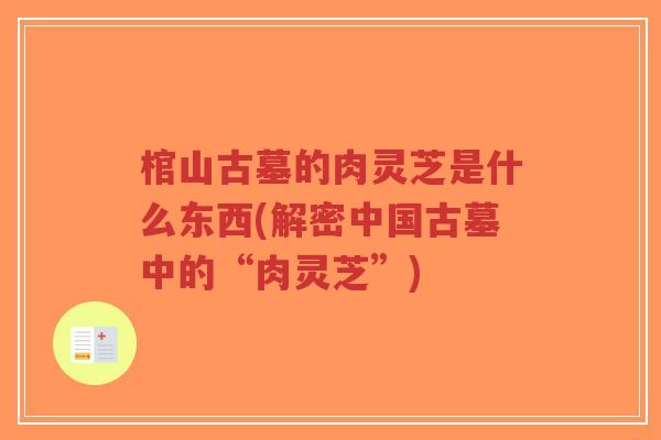 棺山古墓的肉灵芝是什么东西(解密中国古墓中的“肉灵芝”)-第1张图片-超越 棺山古墓的肉灵芝是什么东西(解密中国古墓中的“肉灵芝”)-第1张图片-超越