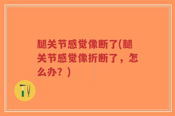 腿关节感觉像断了(腿关节感觉像折断了,怎么办?)-第1张图片-超越 腿关节感觉像断了(腿关节感觉像折断了,怎么办?)-第1张图片-超越