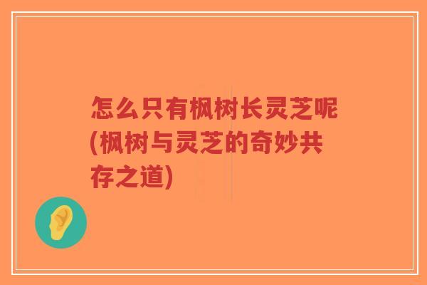怎么只有枫树长灵芝呢(枫树与灵芝的奇妙共存之道)-第1张图片-超越 怎么只有枫树长灵芝呢(枫树与灵芝的奇妙共存之道)-第1张图片-超越