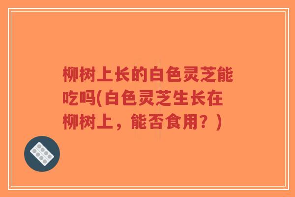柳树上长的白色灵芝能吃吗(白色灵芝生长在柳树上,能否食用?)-第1张图片-超越 柳树上长的白色灵芝能吃吗(白色灵芝生长在柳树上,能否食用?)-第1张图片-超越