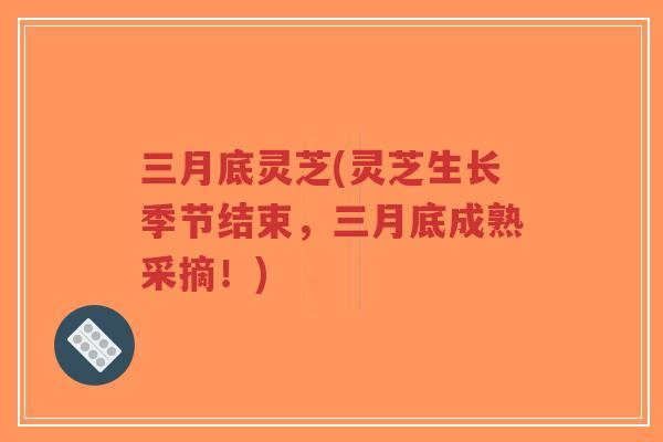三月底灵芝(灵芝生长季节结束,三月底成熟采摘!)-第1张图片-超越 三月底灵芝(灵芝生长季节结束,三月底成熟采摘!)-第1张图片-超越