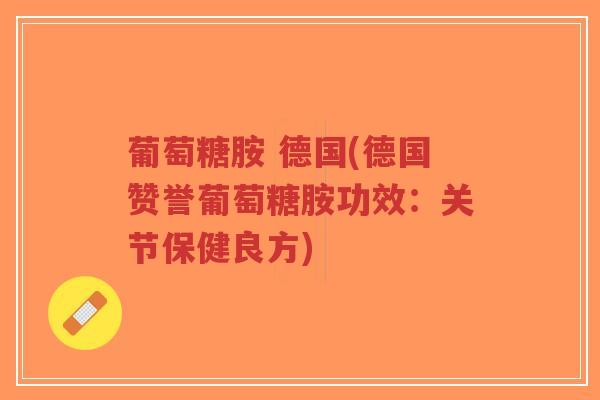 葡萄糖胺 德国(德国赞誉葡萄糖胺功效：关节保健良方)-第1张图片-超越