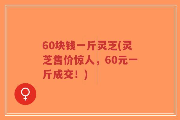 60块钱一斤灵芝(灵芝售价惊人,60元一斤成交!)-第1张图片-超越 60块钱一斤灵芝(灵芝售价惊人,60元一斤成交!)-第1张图片-超越
