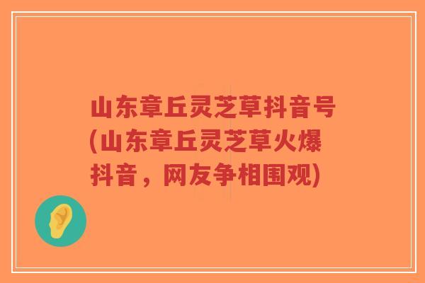 山东章丘灵芝草抖音号(山东章丘灵芝草火爆抖音，网友争相围观)-第1张图片-超越