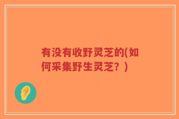 有没有收野灵芝的(如何采集野生灵芝?)-第1张图片-超越 有没有收野灵芝的(如何采集野生灵芝?)-第1张图片-超越