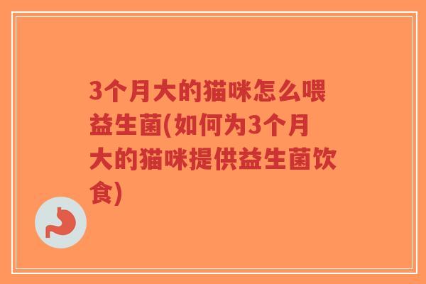 3个月大的猫咪怎么喂益生菌(如何为3个月大的猫咪提供益生菌饮食)-第1张图片-超越