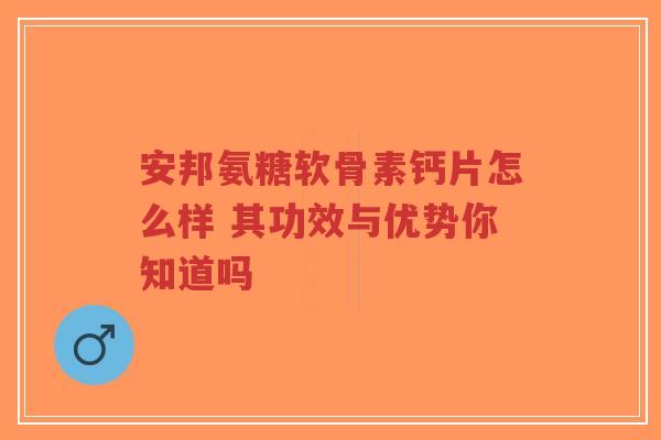 安邦氨糖软骨素钙片怎么样 其功效与优势你知道吗-第1张图片-超越 安邦氨糖软骨素钙片怎么样 其功效与优势你知道吗-第1张图片-超越