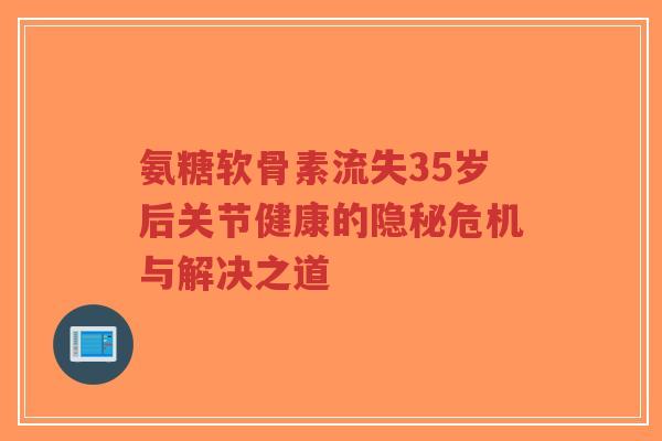 氨糖软骨素流失35岁后关节健康的隐秘危机与解决之道-第1张图片-超越 氨糖软骨素流失35岁后关节健康的隐秘危机与解决之道-第1张图片-超越