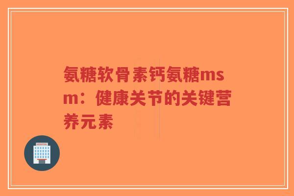 氨糖软骨素钙氨糖msm:健康关节的关键营养元素-第1张图片-超越 氨糖软骨素钙氨糖msm:健康关节的关键营养元素-第1张图片-超越