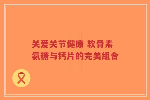 关爱关节健康 软骨素氨糖与钙片的完美组合-第1张图片-超越 关爱关节健康 软骨素氨糖与钙片的完美组合-第1张图片-超越