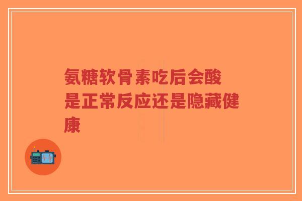 氨糖软骨素吃后会酸 是正常反应还是隐藏健康-第1张图片-超越 氨糖软骨素吃后会酸 是正常反应还是隐藏健康-第1张图片-超越