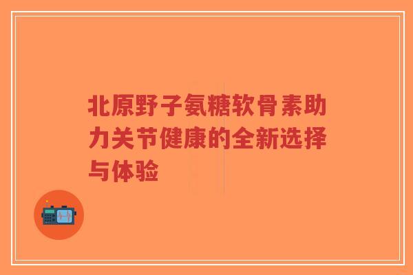 北原野子氨糖软骨素助力关节健康的全新选择与体验-第1张图片-超越