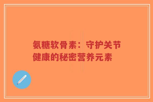 氨糖软骨素:守护关节健康的秘密营养元素-第1张图片-超越 氨糖软骨素:守护关节健康的秘密营养元素-第1张图片-超越