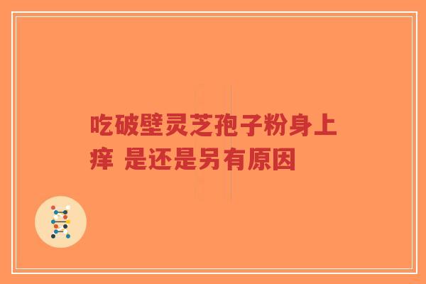 吃破壁灵芝孢子粉身上痒 是还是另有原因-第1张图片-超越 吃破壁灵芝孢子粉身上痒 是还是另有原因-第1张图片-超越