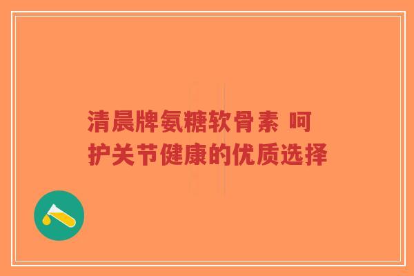 清晨牌氨糖软骨素 呵护关节健康的优质选择-第1张图片-超越 清晨牌氨糖软骨素 呵护关节健康的优质选择-第1张图片-超越