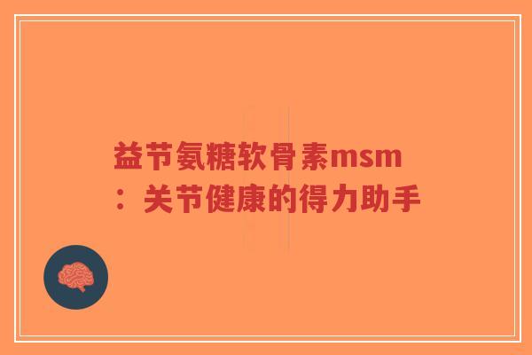 益节氨糖软骨素msm:关节健康的得力助手-第1张图片-超越 益节氨糖软骨素msm:关节健康的得力助手-第1张图片-超越