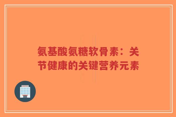 氨基酸氨糖软骨素:关节健康的关键营养元素-第1张图片-超越 氨基酸氨糖软骨素:关节健康的关键营养元素-第1张图片-超越