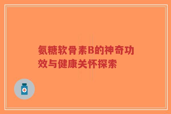 氨糖软骨素B的神奇功效与健康关怀探索-第1张图片-超越