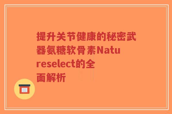 提升关节健康的秘密武器氨糖软骨素Natureselect的全面解析-第1张图片-超越 提升关节健康的秘密武器氨糖软骨素Natureselect的全面解析-第1张图片-超越