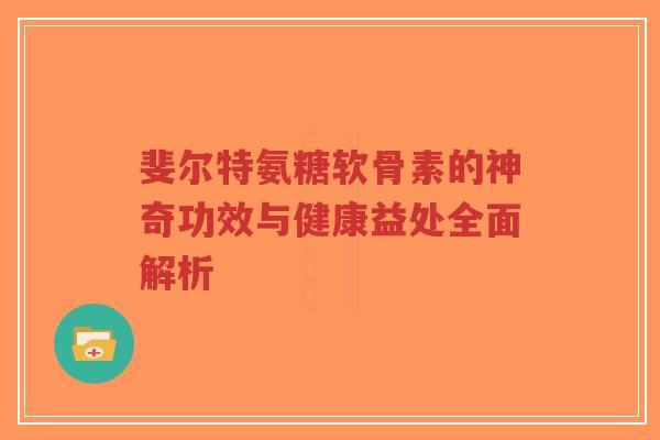 斐尔特氨糖软骨素的神奇功效与健康益处全面解析-第1张图片-超越 斐尔特氨糖软骨素的神奇功效与健康益处全面解析-第1张图片-超越