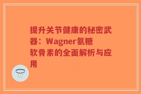 提升关节健康的秘密武器:Wagner氨糖软骨素的全面解析与应用-第1张图片-超越 提升关节健康的秘密武器:Wagner氨糖软骨素的全面解析与应用-第1张图片-超越