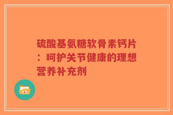 硫酸基氨糖软骨素钙片:呵护关节健康的理想营养补充剂-第1张图片-超越 硫酸基氨糖软骨素钙片:呵护关节健康的理想营养补充剂-第1张图片-超越