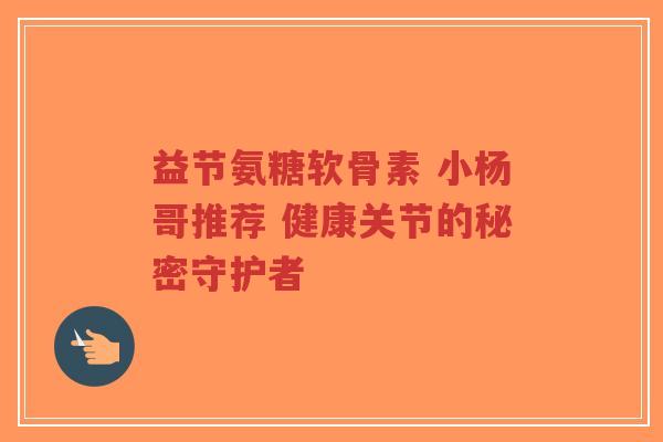 益节氨糖软骨素 小杨哥推荐 健康关节的秘密守护者-第1张图片-超越 益节氨糖软骨素 小杨哥推荐 健康关节的秘密守护者-第1张图片-超越