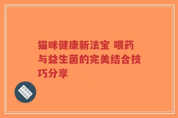 猫咪健康新法宝 喂药与益生菌的完美结合技巧分享-第1张图片-超越 猫咪健康新法宝 喂药与益生菌的完美结合技巧分享-第1张图片-超越
