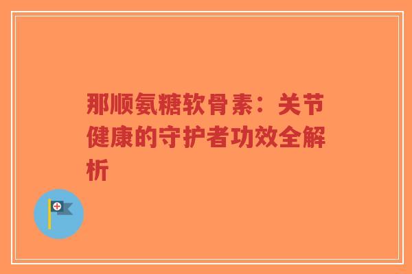 那顺氨糖软骨素:关节健康的守护者功效全解析-第1张图片-超越 那顺氨糖软骨素:关节健康的守护者功效全解析-第1张图片-超越