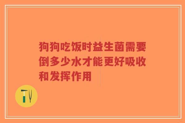 狗狗吃饭时益生菌需要倒多少水才能更好吸收和发挥作用-第1张图片-超越 狗狗吃饭时益生菌需要倒多少水才能更好吸收和发挥作用-第1张图片-超越