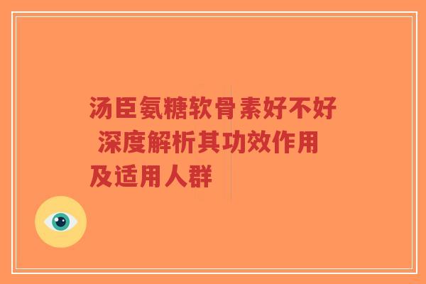 汤臣氨糖软骨素好不好 深度解析其功效作用及适用人群-第1张图片-超越 汤臣氨糖软骨素好不好 深度解析其功效作用及适用人群-第1张图片-超越