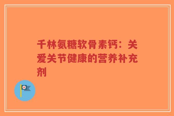 千林氨糖软骨素钙:关爱关节健康的营养补充剂-第1张图片-超越 千林氨糖软骨素钙:关爱关节健康的营养补充剂-第1张图片-超越