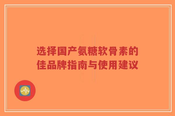 选择国产氨糖软骨素的佳品牌指南与使用建议-第1张图片-超越
