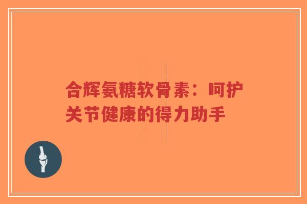合辉氨糖软骨素：呵护关节健康的得力助手-第1张图片-超越