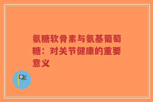 氨糖软骨素与氨基葡萄糖：对关节健康的重要意义-第1张图片-超越
